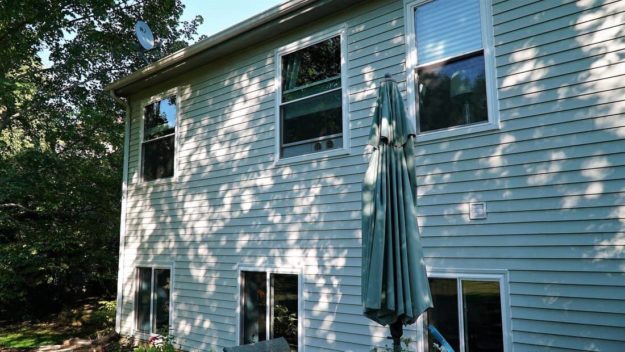 Several windows and an umbrella.