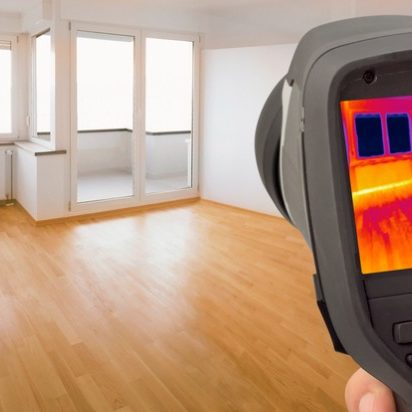 Person examining the heat leak for windows