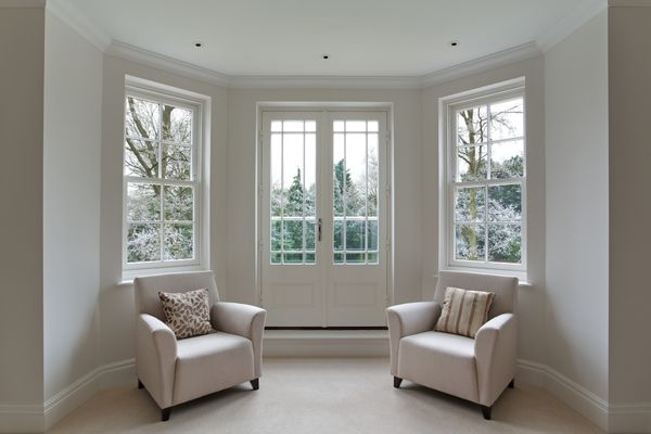 Nicely furnished room after bay window replacement