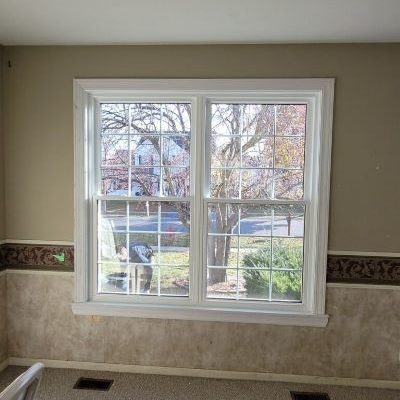 Interior view of two new double hung windows