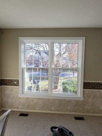 Interior view of two new double hung windows