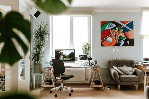 Casement windows in a home office
