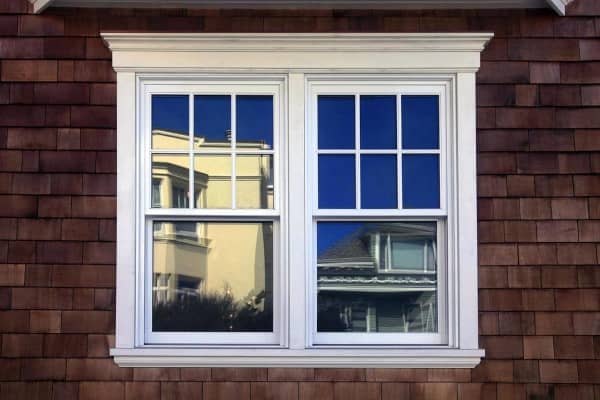 Energy-efficient double hung windows on a home
