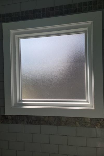 This opaque window maintains privacy while letting light in.