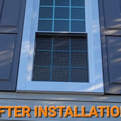 This double hung window in Crystal Lake, IL, has its shades down