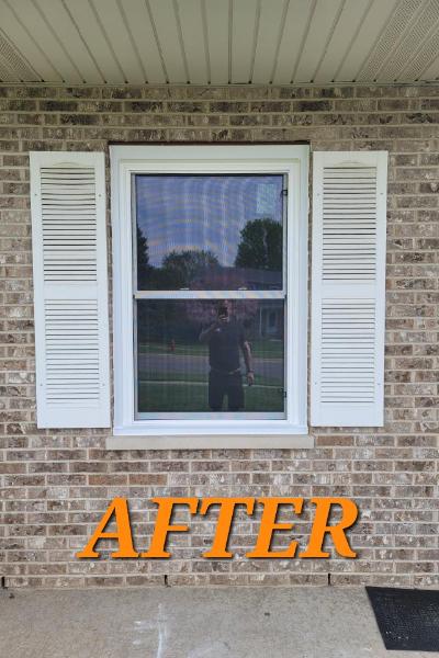 We installed this new window and new white shutters in McHenry, IL