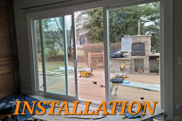 How the new patio door looked in the middle of installation