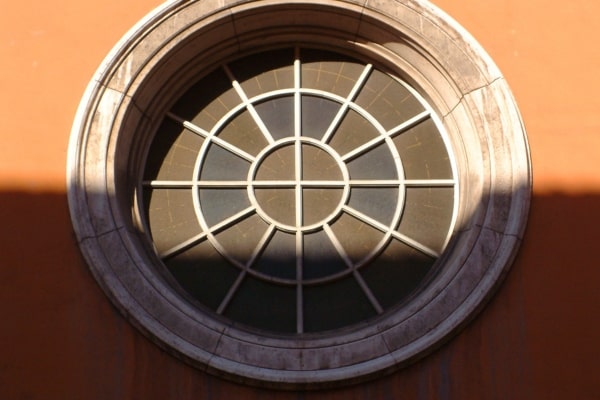 Circle window from home exterior