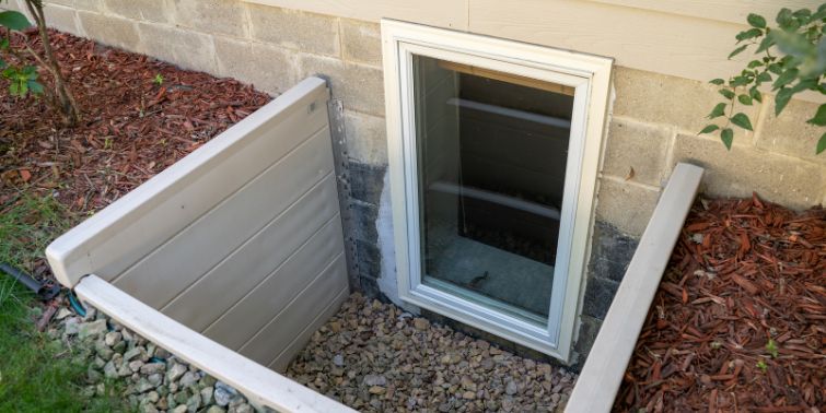 Egress window in a basement